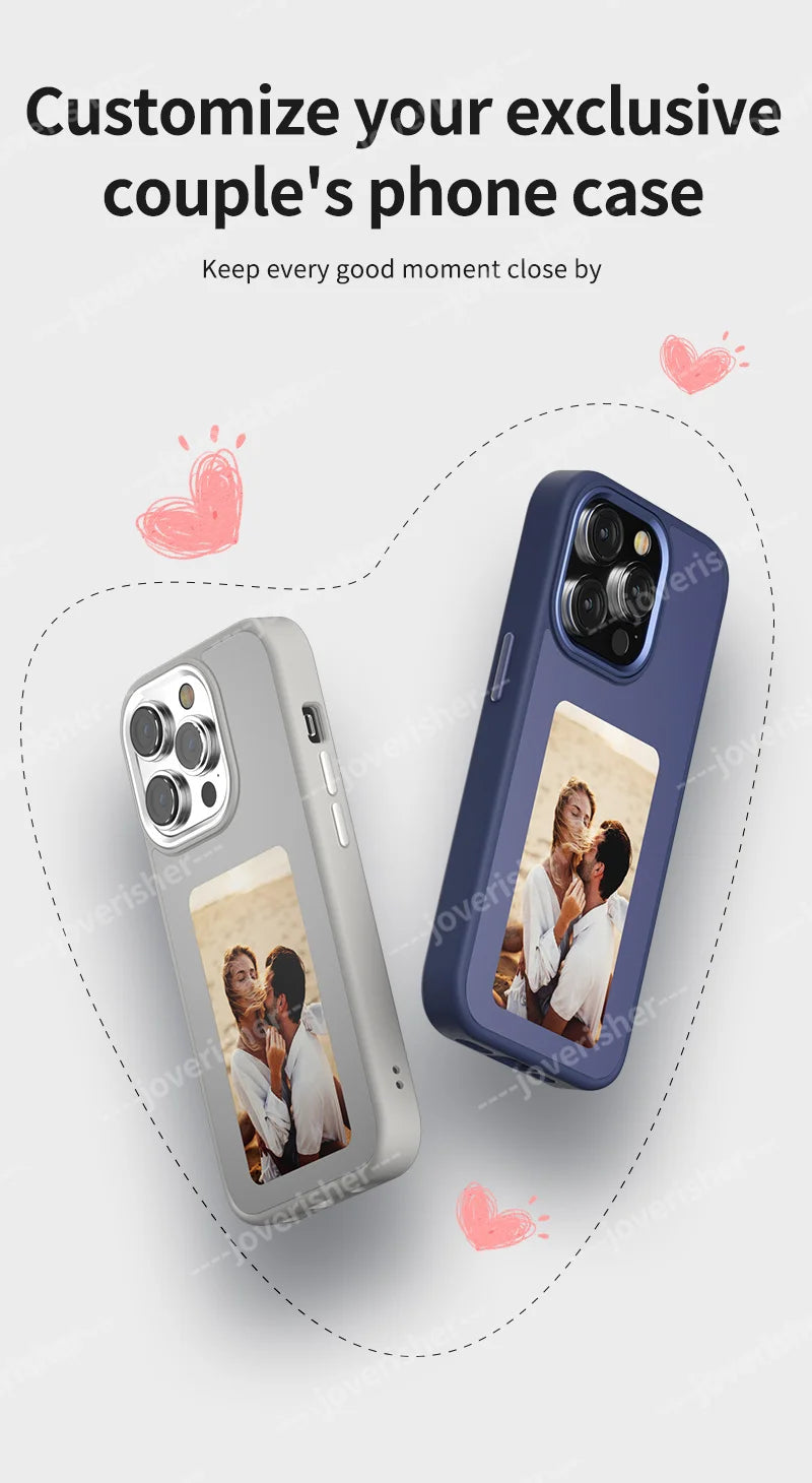 NFC DIY Picture Ink Phone Case for iPhone 16 15 14 13 Pro Max DIY Case Screen Phone Cover Cartoon Protection Funda Battery Free