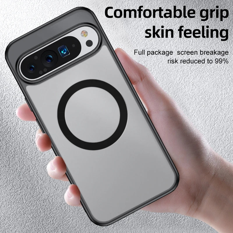 For Google Pixel 9 Pro XL 8 7 Pro 8a 7a Magsafe Case Matte White & Clear Wireless Charging Shockproof Magnetic Armor Cover