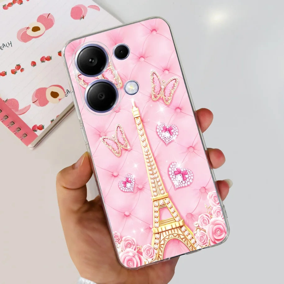 For Xiaomi Poco M6 Pro 2024 Case New Fashion Marble Cartoon Cover Soft Clear Silicone Funda For Xiaomi Poco M6 Pro 4G Phone Case