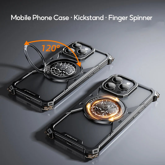 Eary Bat Case for iPhone 16 Pro Max with Magsafe 360°Rotation Kickstand Metal Frameless Military Grade Shockproof Phone Cover - Caseverse