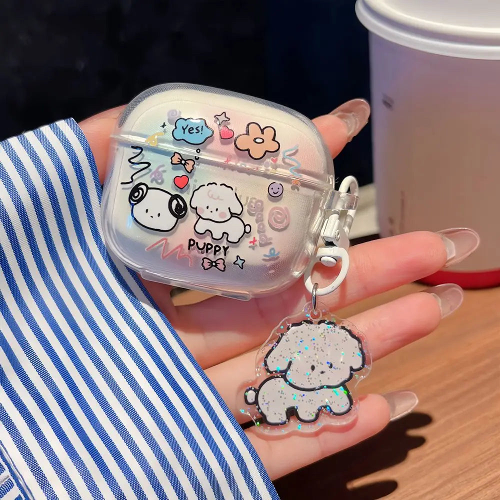 Suitable For Lenovo LP40 TWS Earphone Protective Case Cartoon Cherry Bow Headset Soft TPU Clear Earphone Cover With Keychain