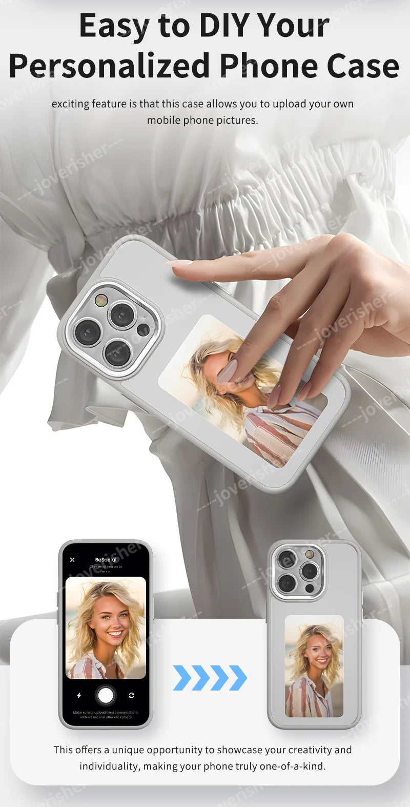NFC DIY Picture Ink Phone Case for iPhone 16 15 14 13 Pro Max DIY Case Screen Phone Cover Cartoon Protection Funda Battery Free