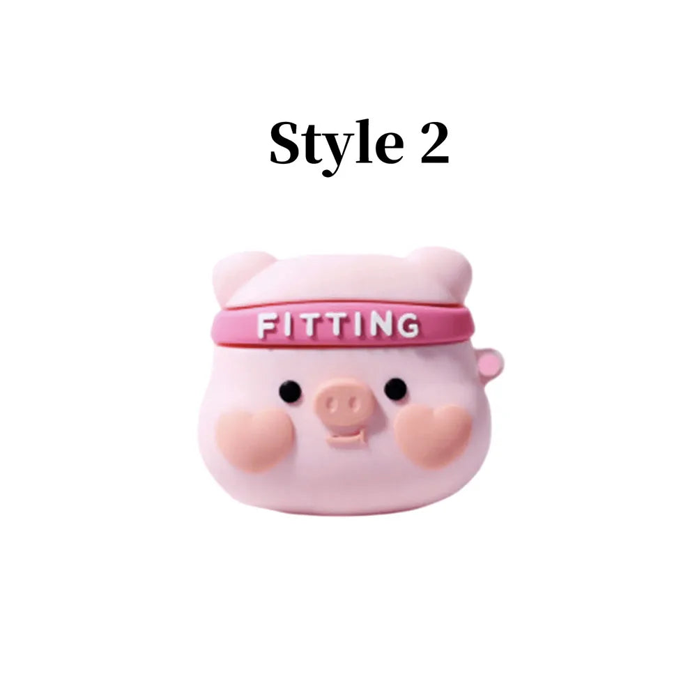 Bluetooth headset case Cartoon Pig cute wind silicone ear case, applicable to Airpods1/2, Airpods Pro, Airpods Pro2, Airpods3