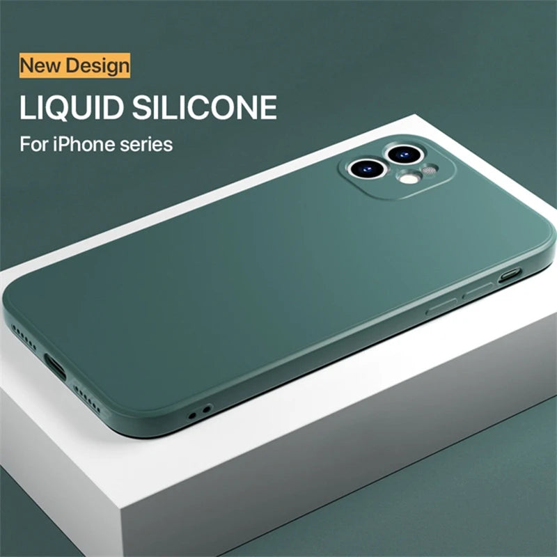 Luxury Liquid Silicone Shockproof Case for iPhone 14 15 Plus X XS XR Max Mini Back Soft Cover