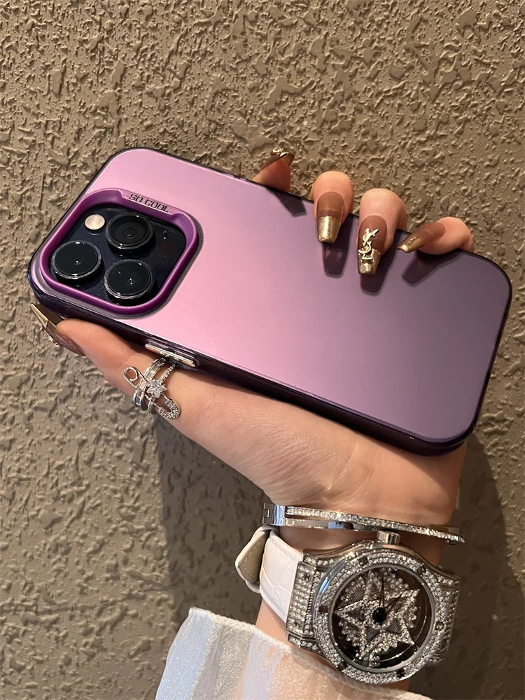 Luxury Matte Silver Electroplated Phone Case For iPhone 11 12 13 14 15 16 Pro Max Plus X Xs Max XR Shockproof Bumper Cases Cover