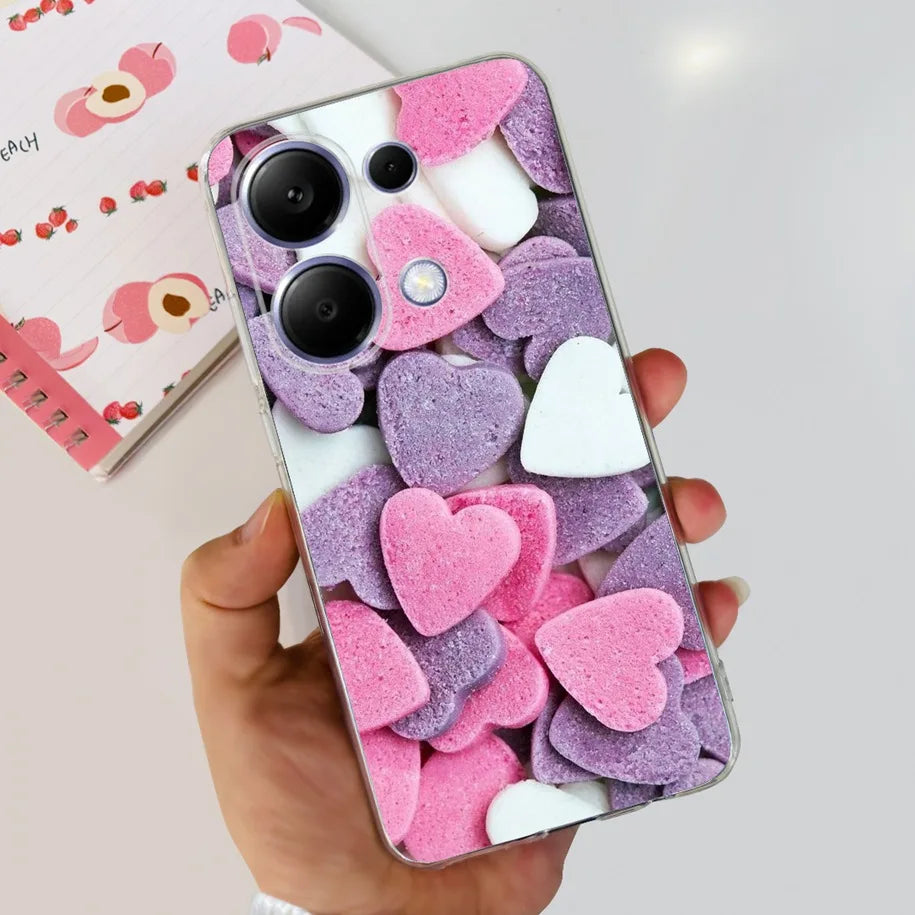 For Xiaomi Poco M6 Pro 2024 Case New Fashion Marble Cartoon Cover Soft Clear Silicone Funda For Xiaomi Poco M6 Pro 4G Phone Case
