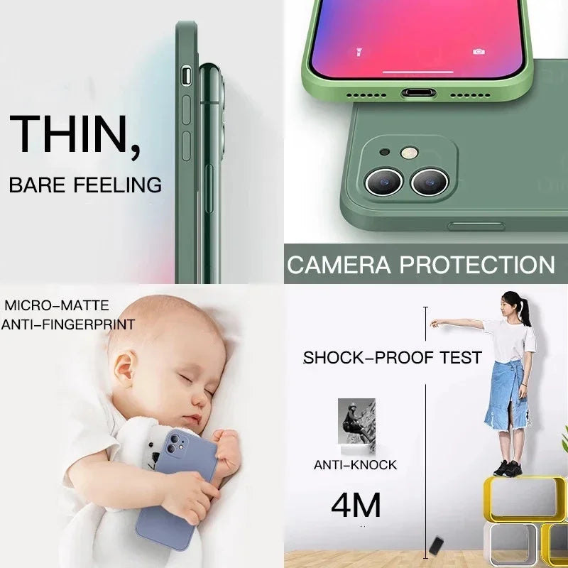 Luxury Liquid Silicone Shockproof Case for iPhone 14 15 Plus X XS XR Max Mini Back Soft Cover