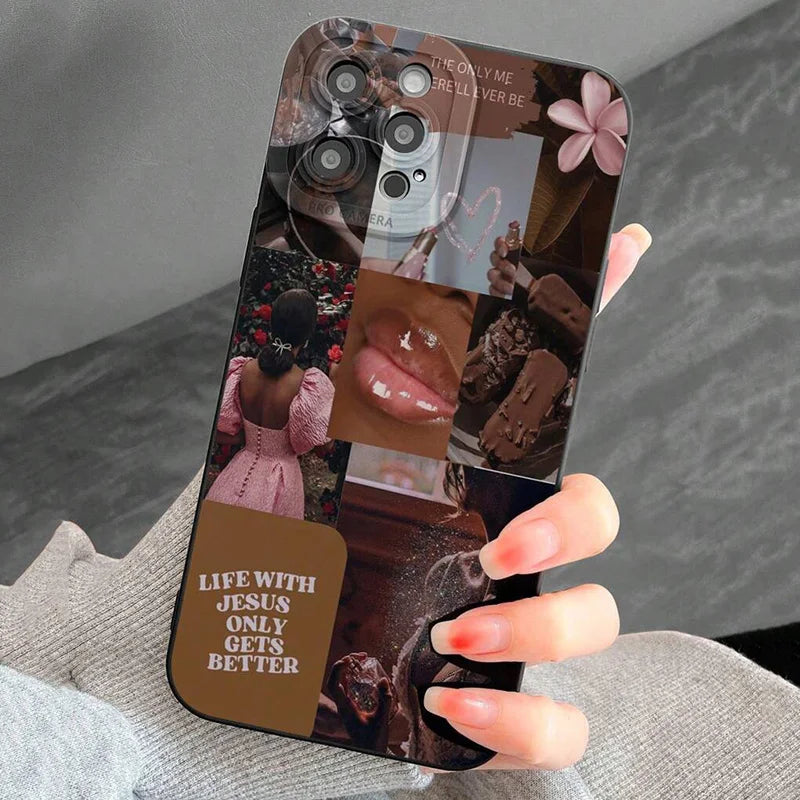 Slogan Pattern Silicone Phone Case For iPhone 11 Cases For iPhone 15 16 Pro Max 14 13 12 Pro Max XR X XS 7 8 Plus SE 2022 Cover