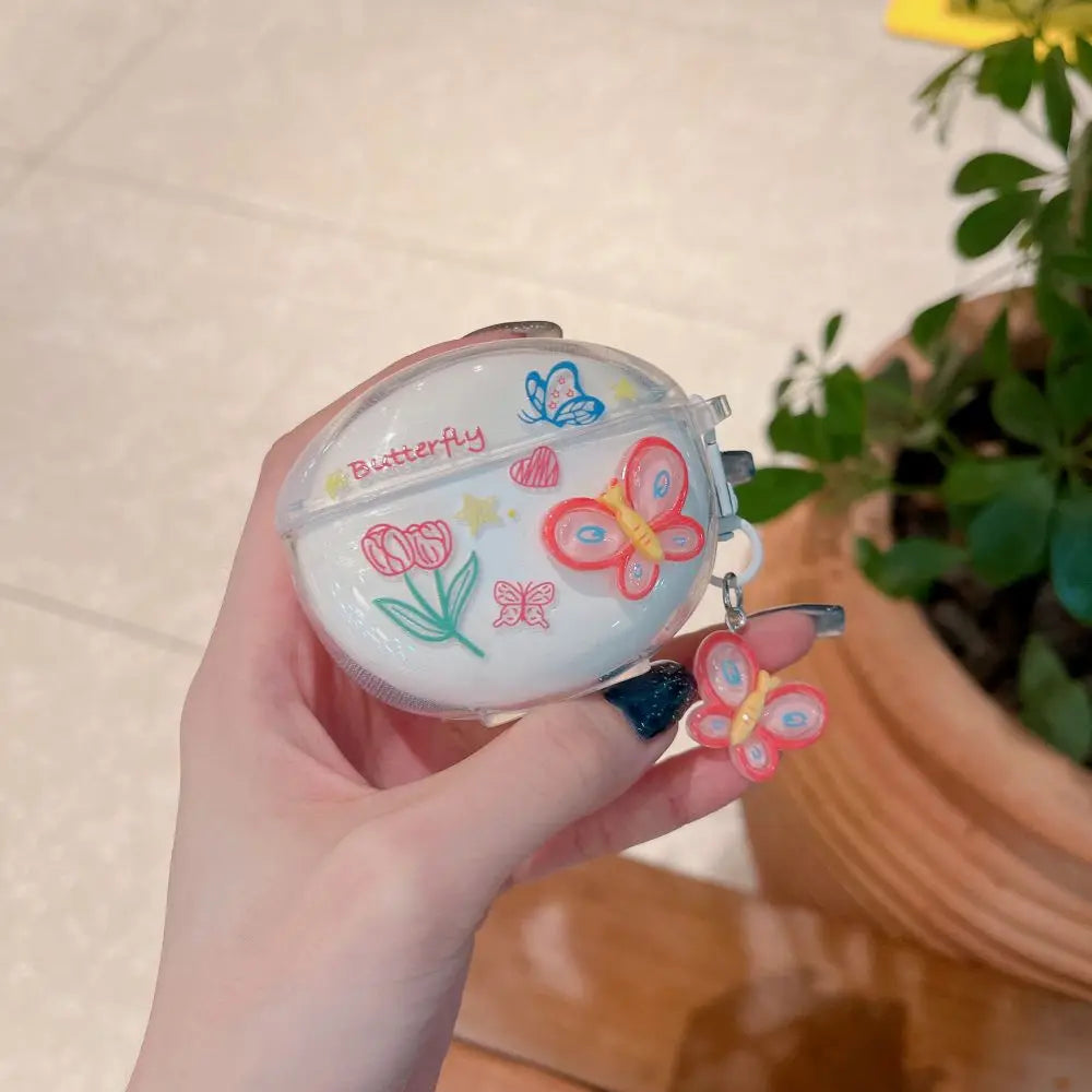 3D Flower Fruit Pattern Headphone Case For Xiaomi Redmi Buds 6 Buds 5 Pro Buds4 Active Buds 4 Lite Cover With Lovely Keychain