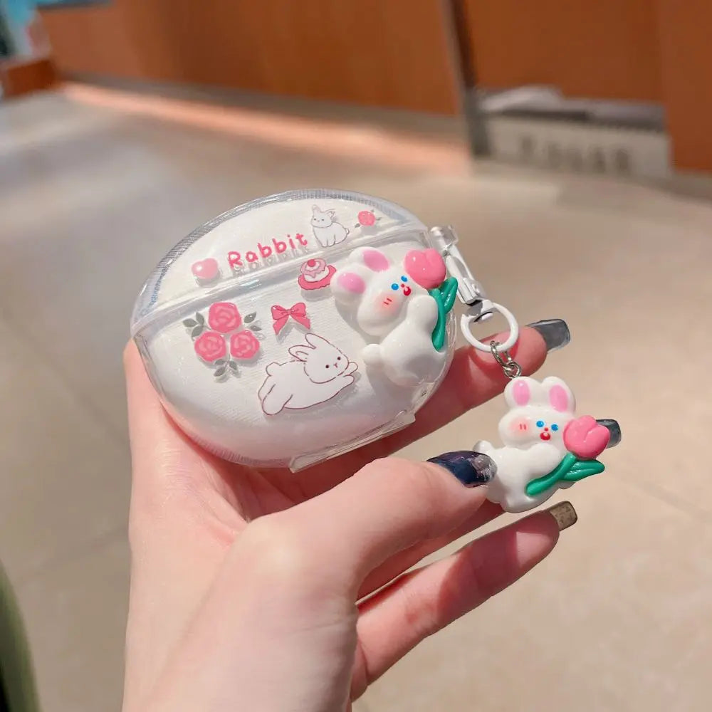 3D Flower Fruit Pattern Headphone Case For Xiaomi Redmi Buds 6 Buds 5 Pro Buds4 Active Buds 4 Lite Cover With Lovely Keychain