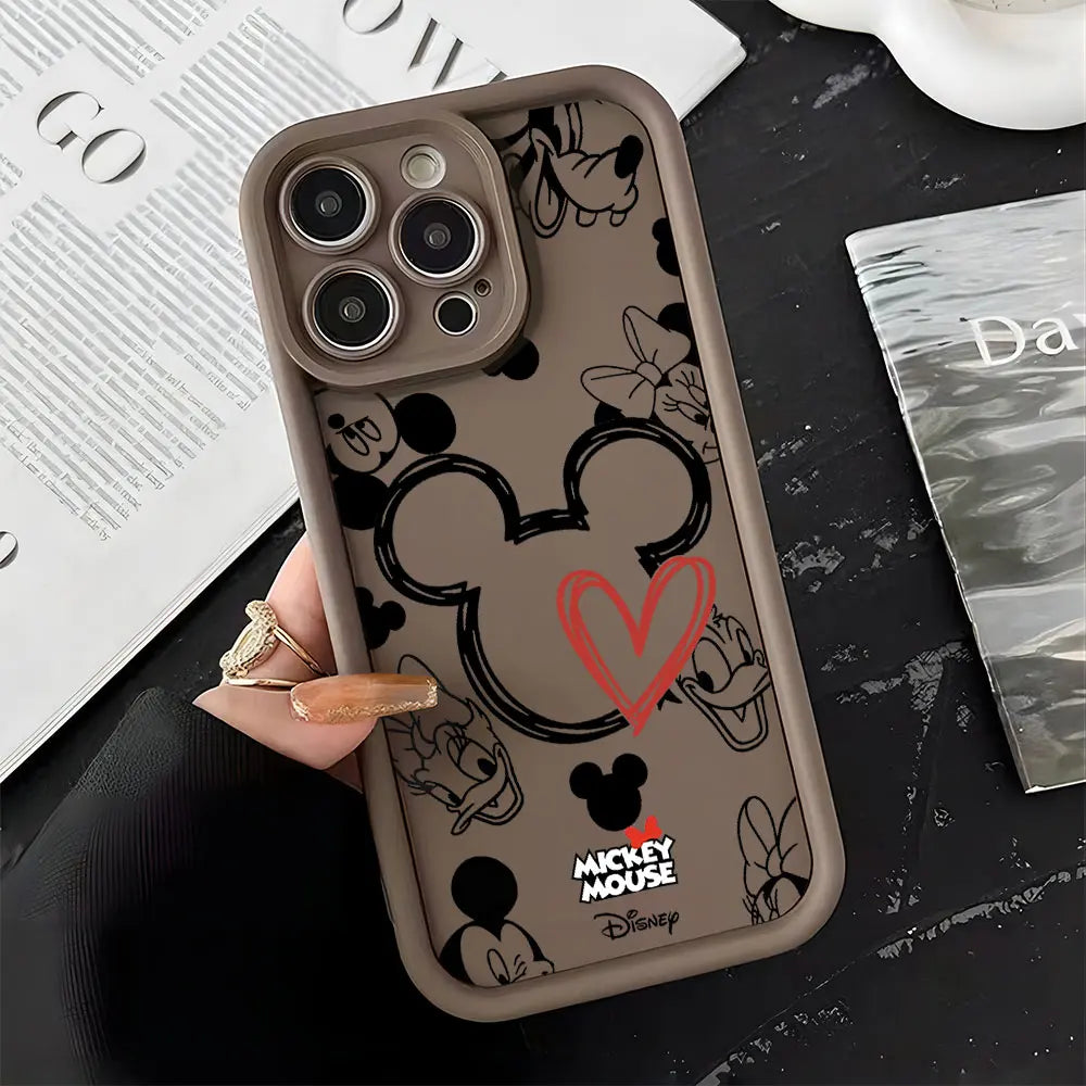 Mickeys Minnies Yk2 Red Cute Phone Case for IPhone 16 15 14 13 12 11 Pro Max Mini XR XS X 7 8 Plus Soft TPU Back Cover
