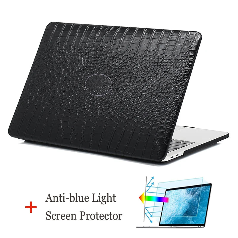 Laptop Case for Macbook Air 15 13 M2 Chip Leather Cover for A2941 A2681 A2338 M1 Pro14 2021 2023 M3 Crocodile Pattern Skin Shell