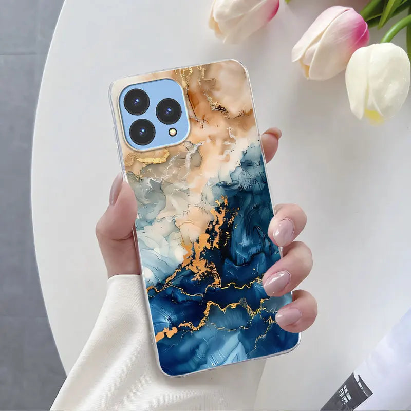 For Cubot P80 Case 2023 Luxury Phone Case For Cubot P80 6.58" Marble Butterfly Flower Clear Soft Silicone TPU Protective Cover