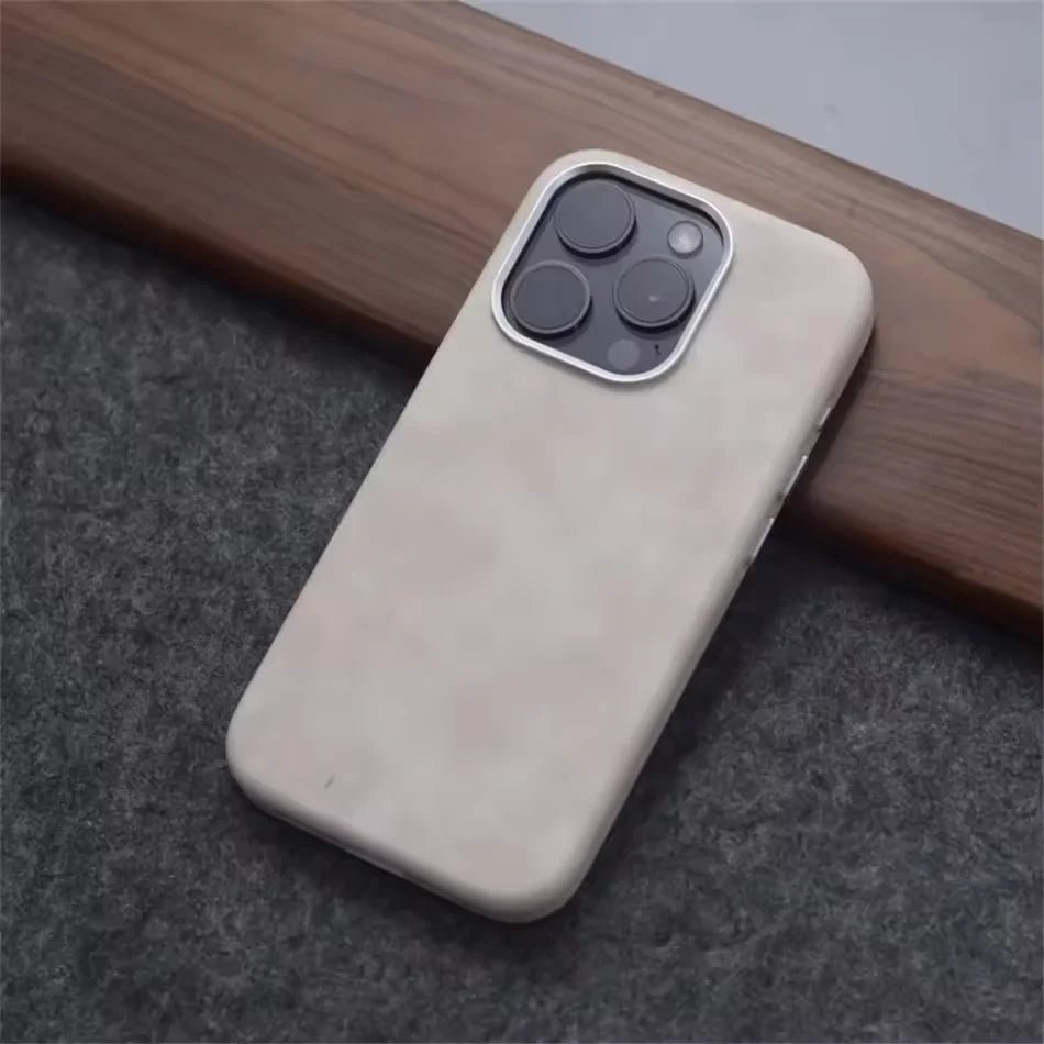 Luxury Business Vintage Leather Magnetic Phone Case for IPhone 16 Plus 15 14 13 12 Pro Max Metal Camera Frame Shockproof Cover