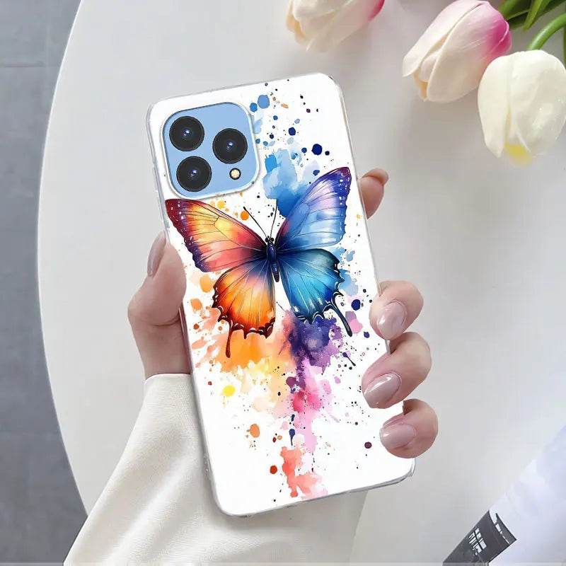 For Cubot P80 Case 2023 Luxury Phone Case For Cubot P80 6.58" Marble Butterfly Flower Clear Soft Silicone TPU Protective Cover