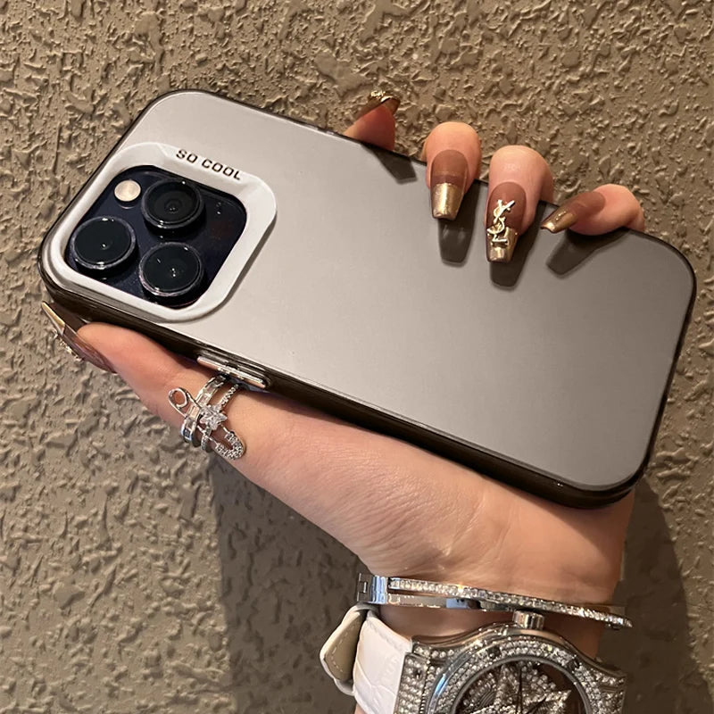 Luxury Matte Silver Electroplated Phone Case For iPhone 11 12 13 14 15 16 Pro Max Plus X Xs Max XR Shockproof Bumper Cases Cover