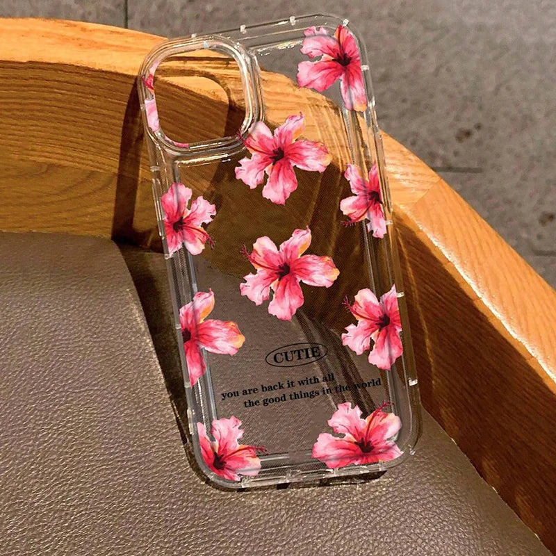 Metal Tulip Pattern Airbag Protective Phone Case For iPhone 14 13 11 15 16 Pro Max 16E 12 Mini XS XR X 8 7 Plus SE 2 Plus Cover
