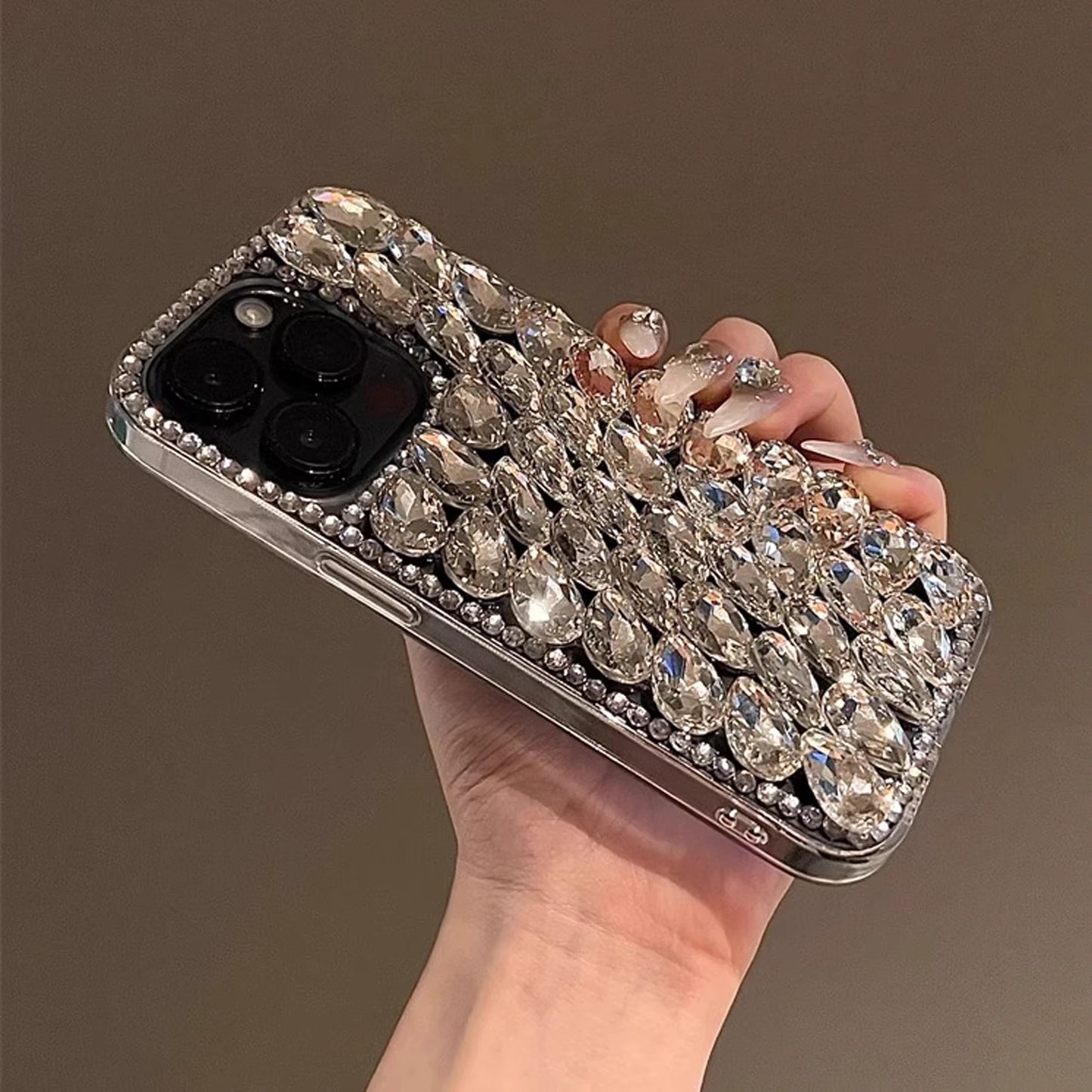 Full Screen Rhinestone Gemstone Phone Case for iPhone 16 15 14 13 12 11 Pro Max