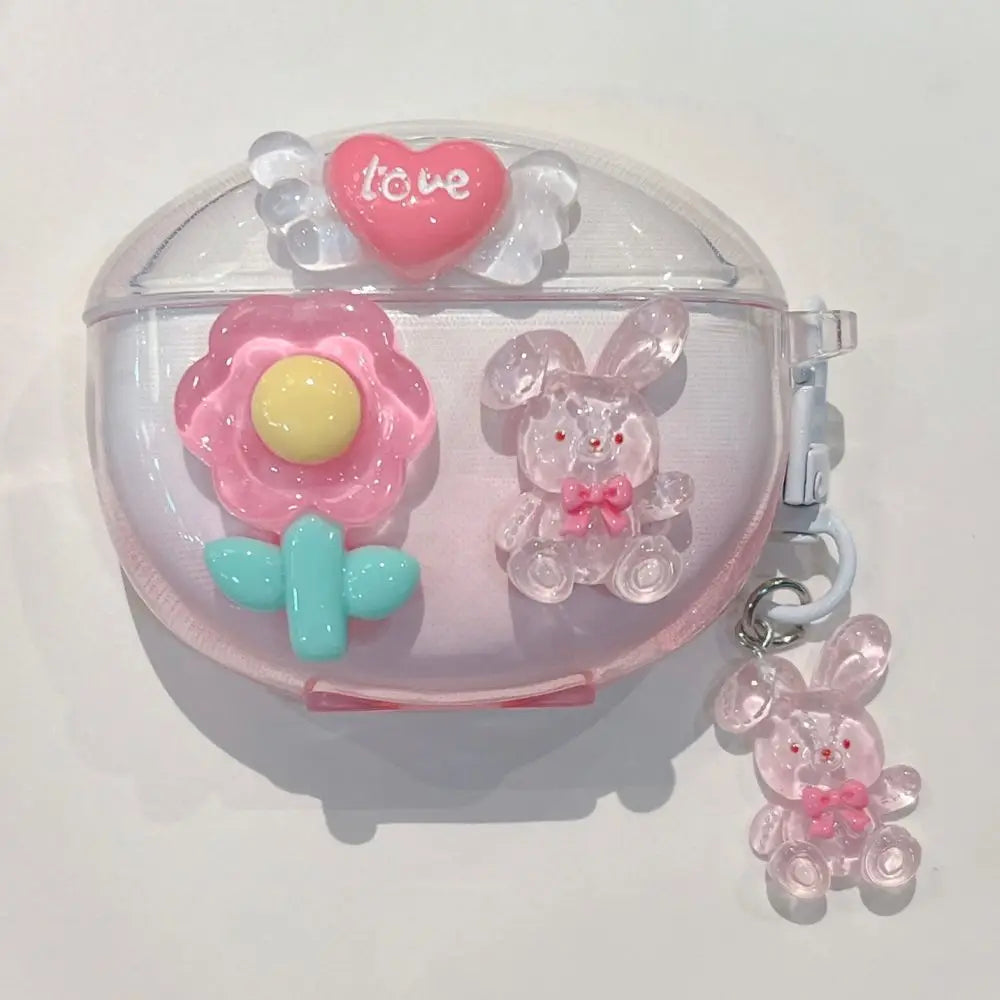 3D Flower Fruit Pattern Headphone Case For Xiaomi Redmi Buds 6 Buds 5 Pro Buds4 Active Buds 4 Lite Cover With Lovely Keychain