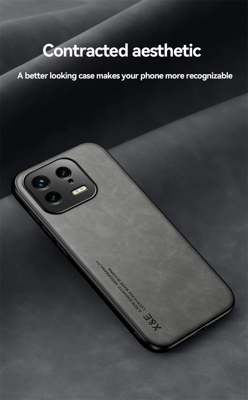 For Xiaomi 13 Case Built in Metal Plate Magnetic Car Holder Phone Case For Xiaomi Mi13 Mi 13 Pro Xiaomi13 5G Leather Back Cover