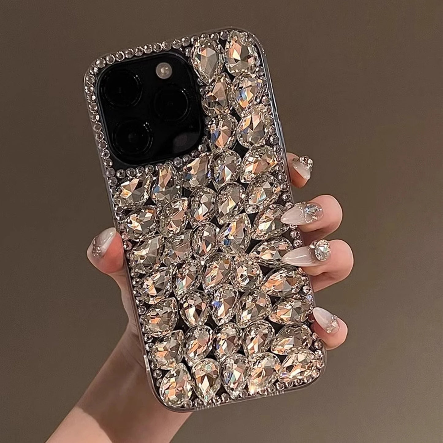 Full Screen Rhinestone Gemstone Phone Case for iPhone 16 15 14 13 12 11 Pro Max