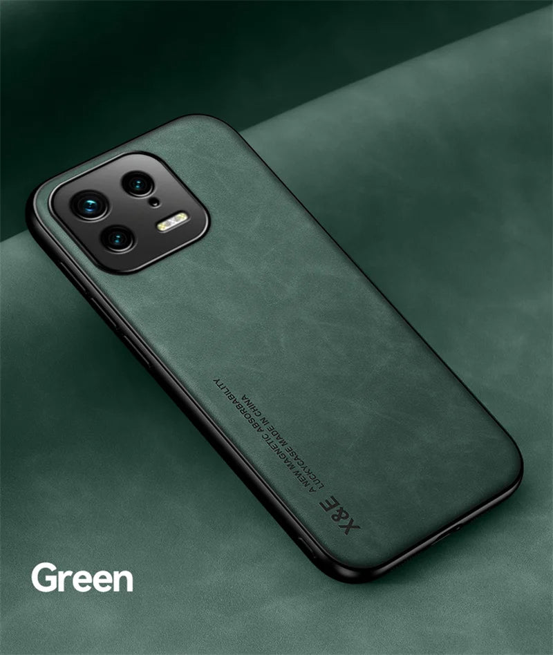 For Xiaomi 13 Case Built in Metal Plate Magnetic Car Holder Phone Case For Xiaomi Mi13 Mi 13 Pro Xiaomi13 5G Leather Back Cover