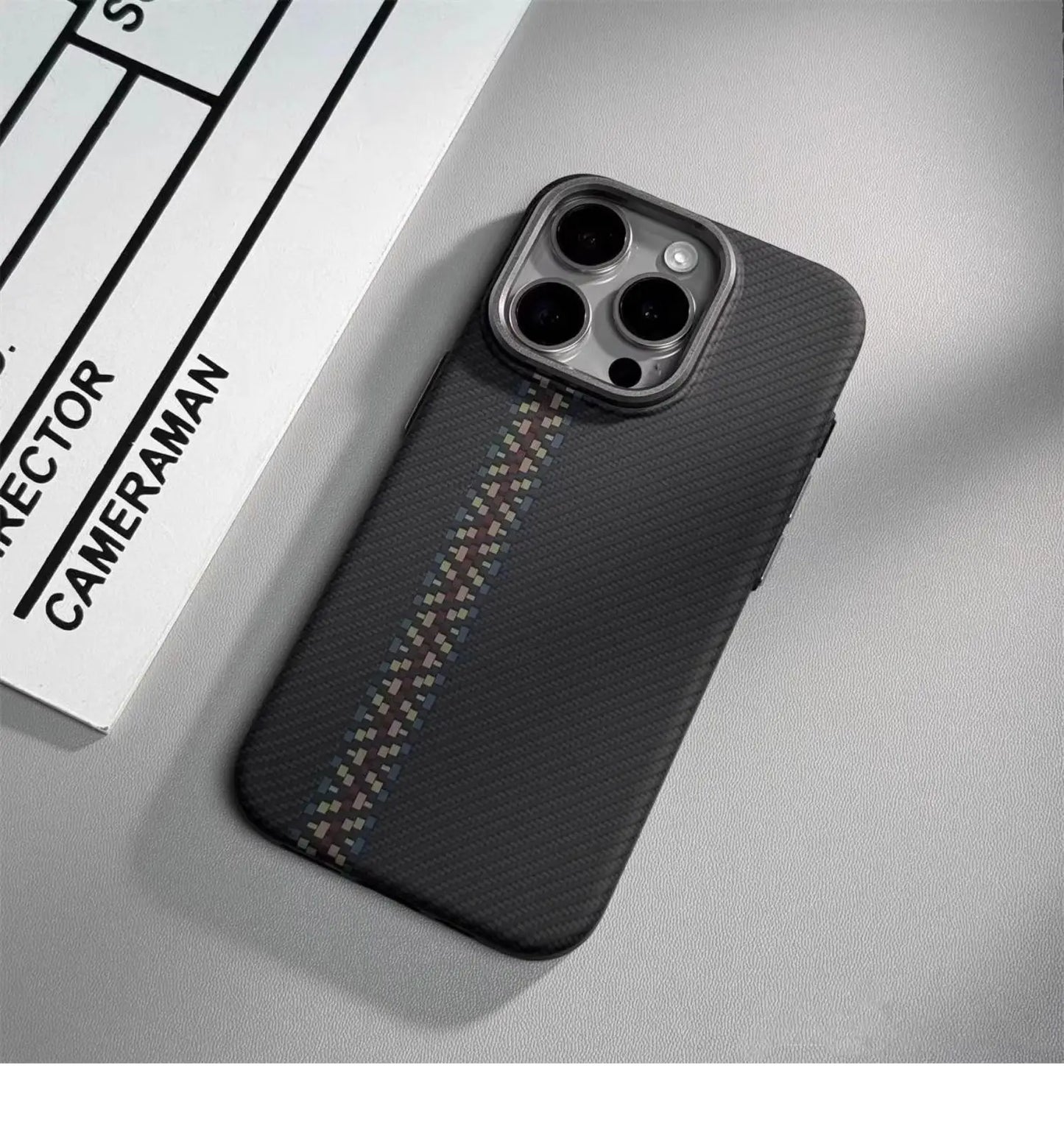 Abstract Carbon Fibre MagSafe Case for iPhone 16 15 Pro Max 14 Cover Wireless Charging Alloy Lens Camera Bumper Hard Armor Shell
