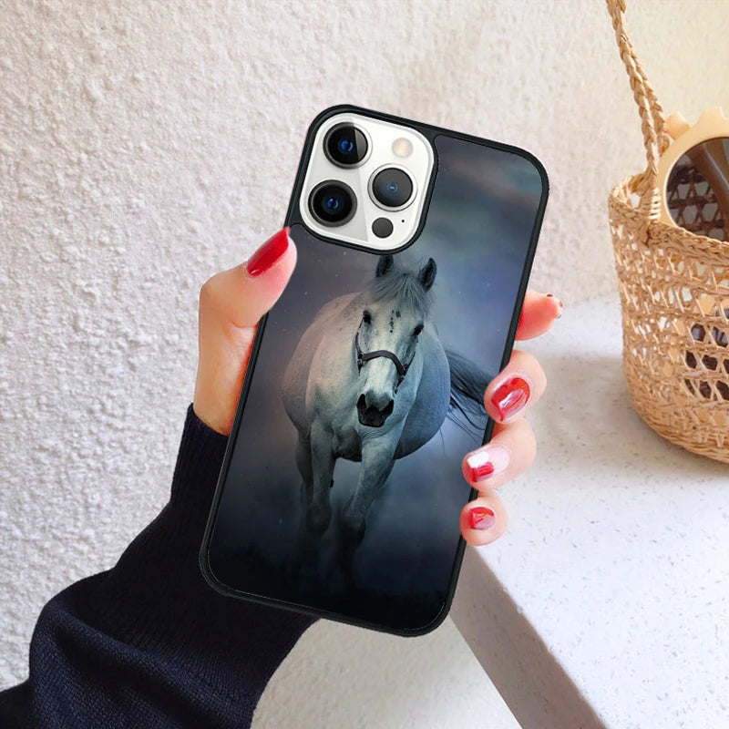 Running animal horse Phone Case for iPhone X XS XR 16 PRO MAX 15 14 PLUS 11 12 13 mini Back Cover Fundas Shell