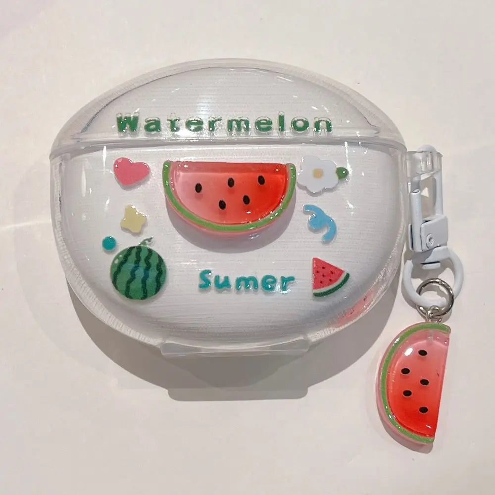 3D Flower Fruit Pattern Headphone Case For Xiaomi Redmi Buds 6 Buds 5 Pro Buds4 Active Buds 4 Lite Cover With Lovely Keychain