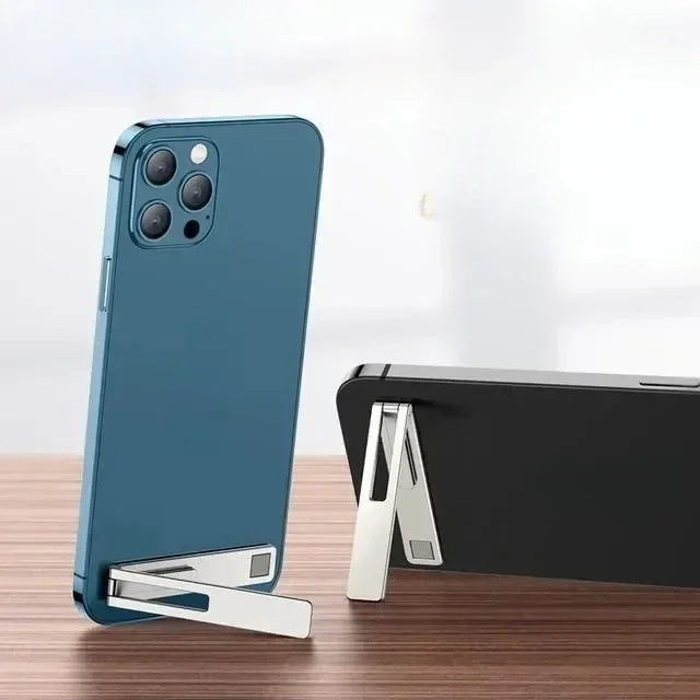 Ultra - thin Mini Metal Folding Phone Holder. Alloy, Invisible Design for Desktop Use