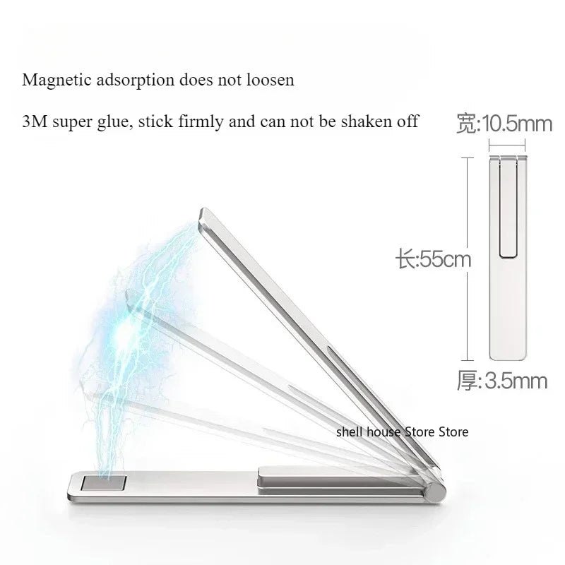Ultra - thin Mini Metal Folding Phone Holder. Alloy, Invisible Design for Desktop Use