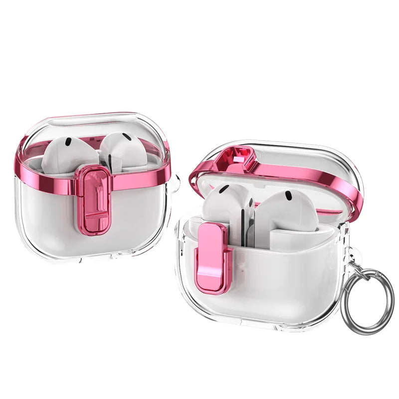 Transparent Case For Samsung Galaxy Buds 3 Pro/ Buds 3 Cover Lock buckle electroplating anti fall protective Galaxy Buds3 Cover