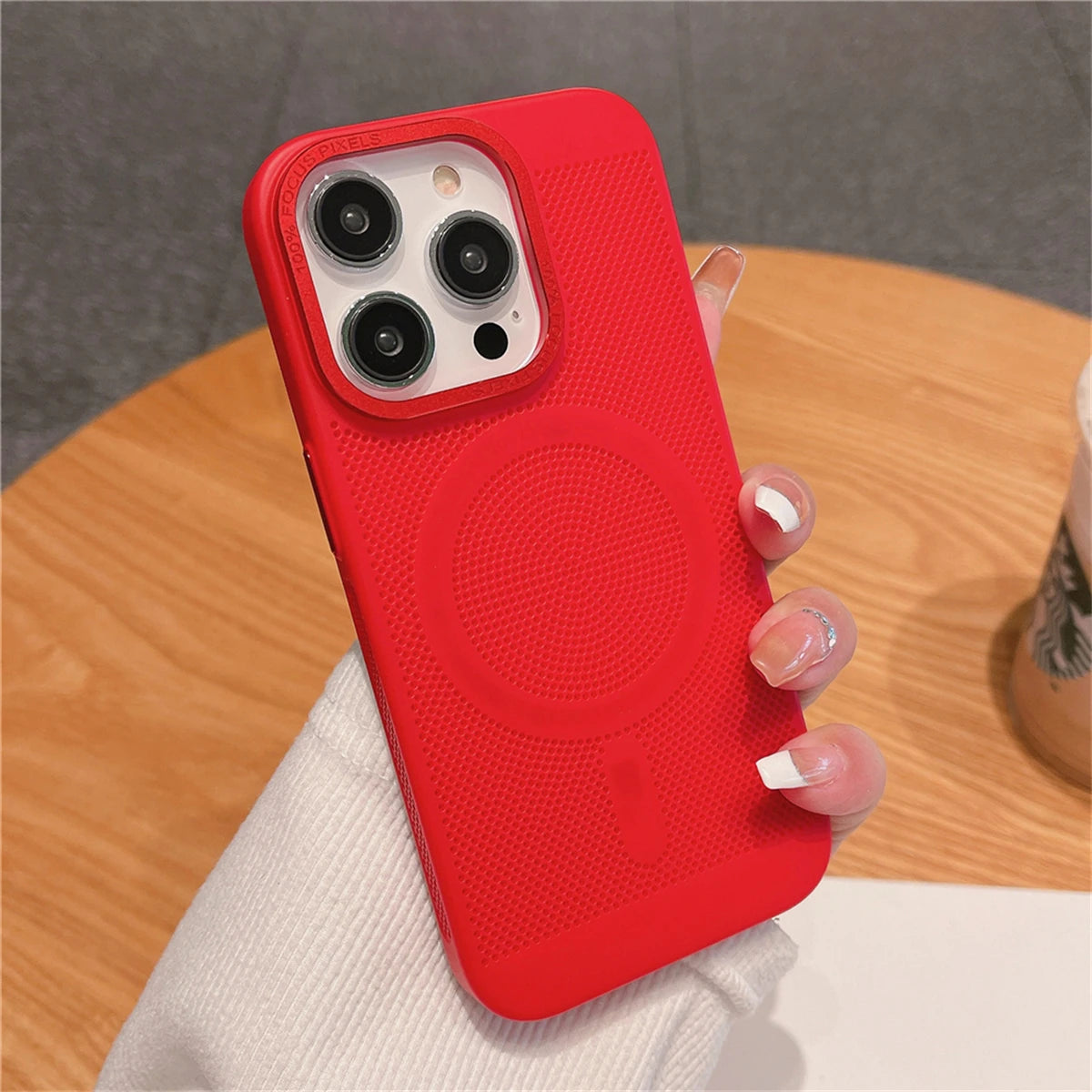 Ultra-thin Cooling Mesh Magnetic Matte Hard Steel Magnetic Shockproof Case for iPhone 15 13 12 14 11 Pro Max