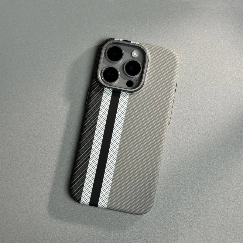 Abstract Carbon Fibre MagSafe Case for iPhone 16 15 Pro Max 14 Cover Wireless Charging Alloy Lens Camera Bumper Hard Armor Shell