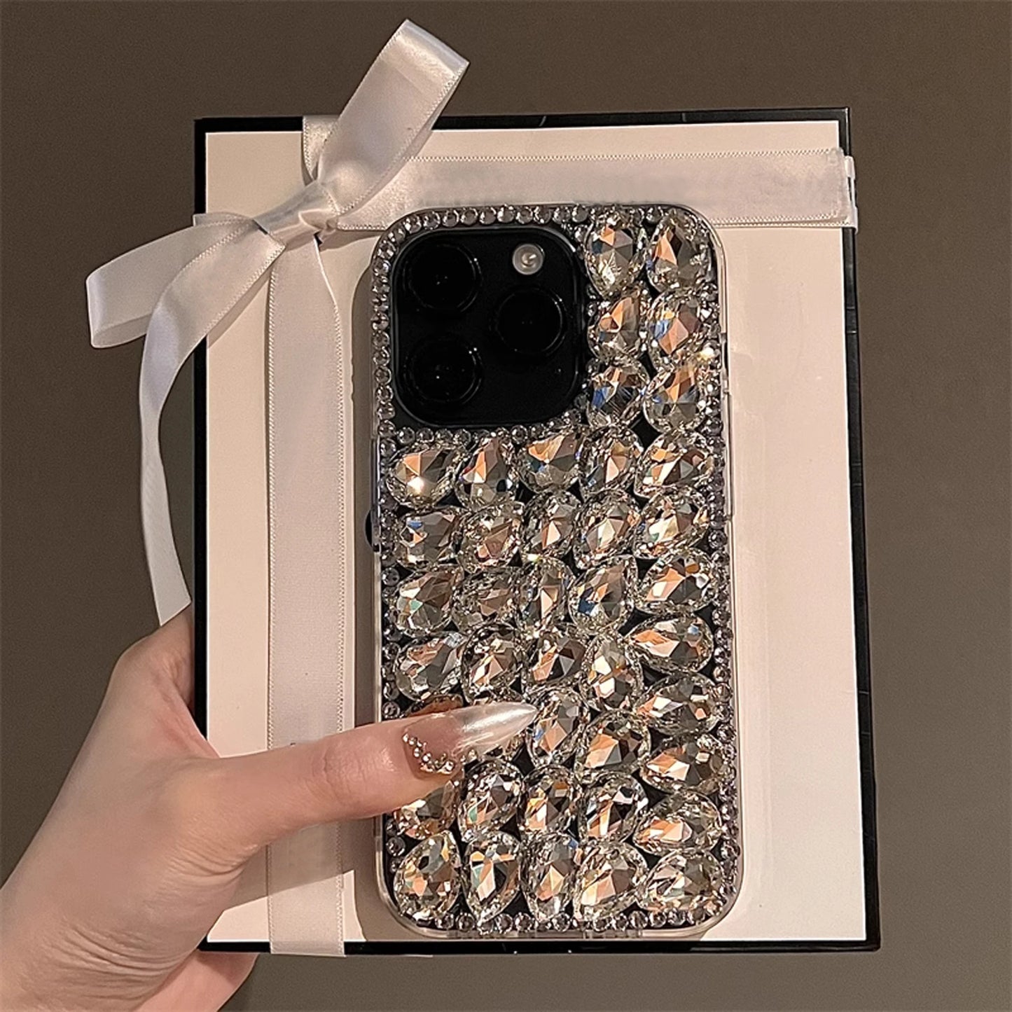 Full Screen Rhinestone Gemstone Phone Case for iPhone 16 15 14 13 12 11 Pro Max