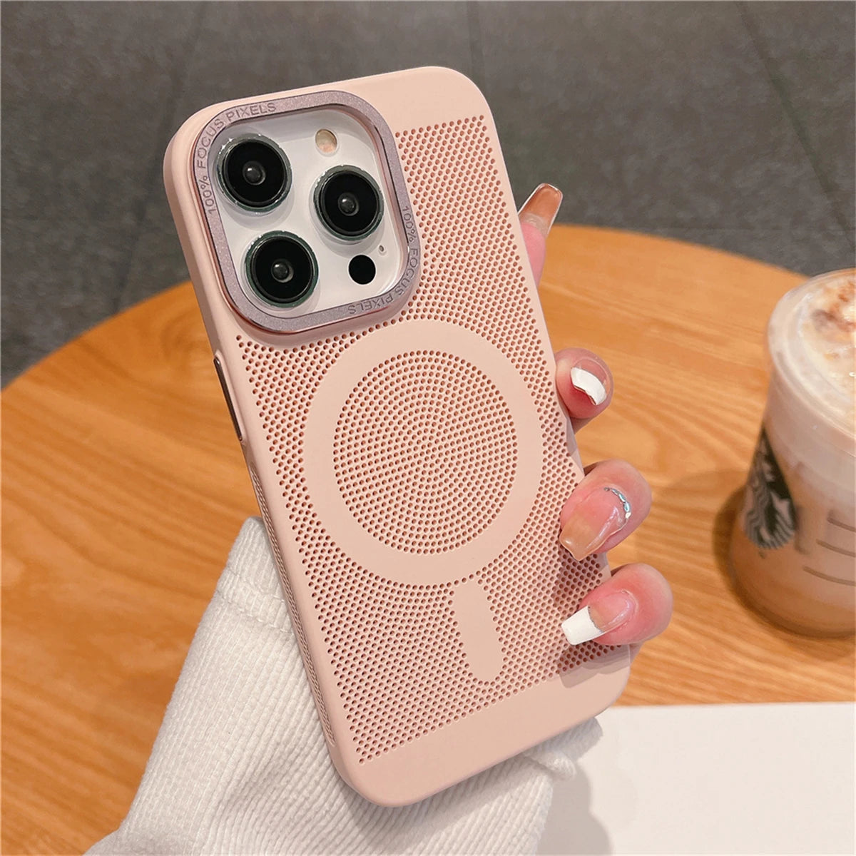 Ultra-thin Cooling Mesh Magnetic Matte Hard Steel Magnetic Shockproof Case for iPhone 15 13 12 14 11 Pro Max