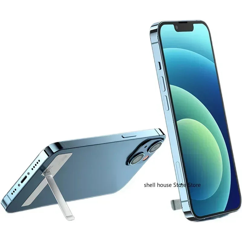Ultra - thin Mini Metal Folding Phone Holder. Alloy, Invisible Design for Desktop Use