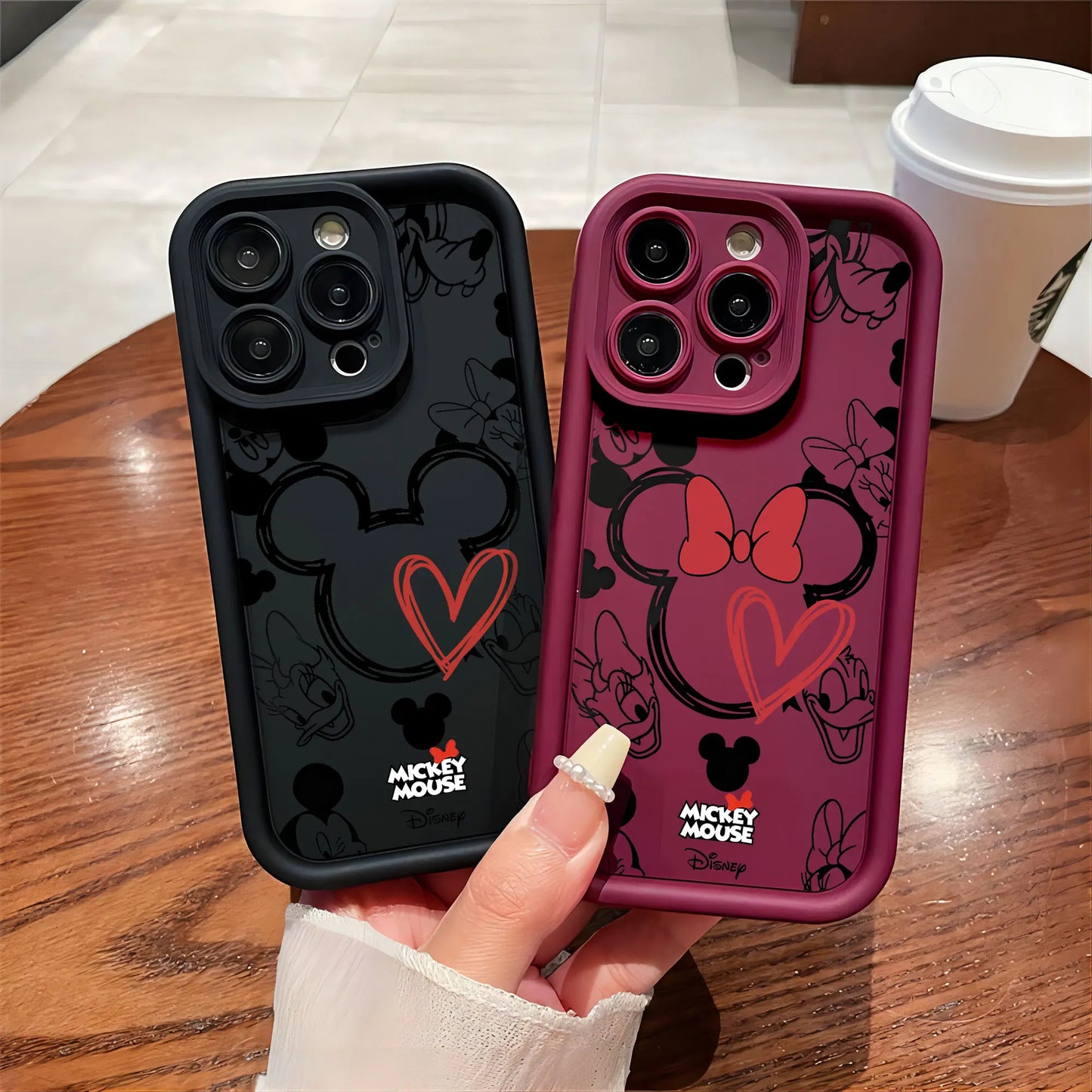 Mickeys Minnies Yk2 Red Cute Phone Case for IPhone 16 15 14 13 12 11 Pro Max Mini XR XS X 7 8 Plus Soft TPU Back Cover