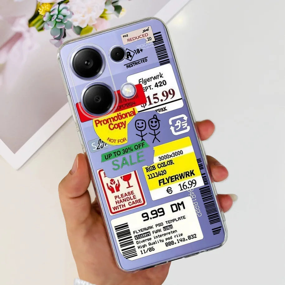 For Xiaomi Poco M6 Pro 2024 Case New Fashion Marble Cartoon Cover Soft Clear Silicone Funda For Xiaomi Poco M6 Pro 4G Phone Case