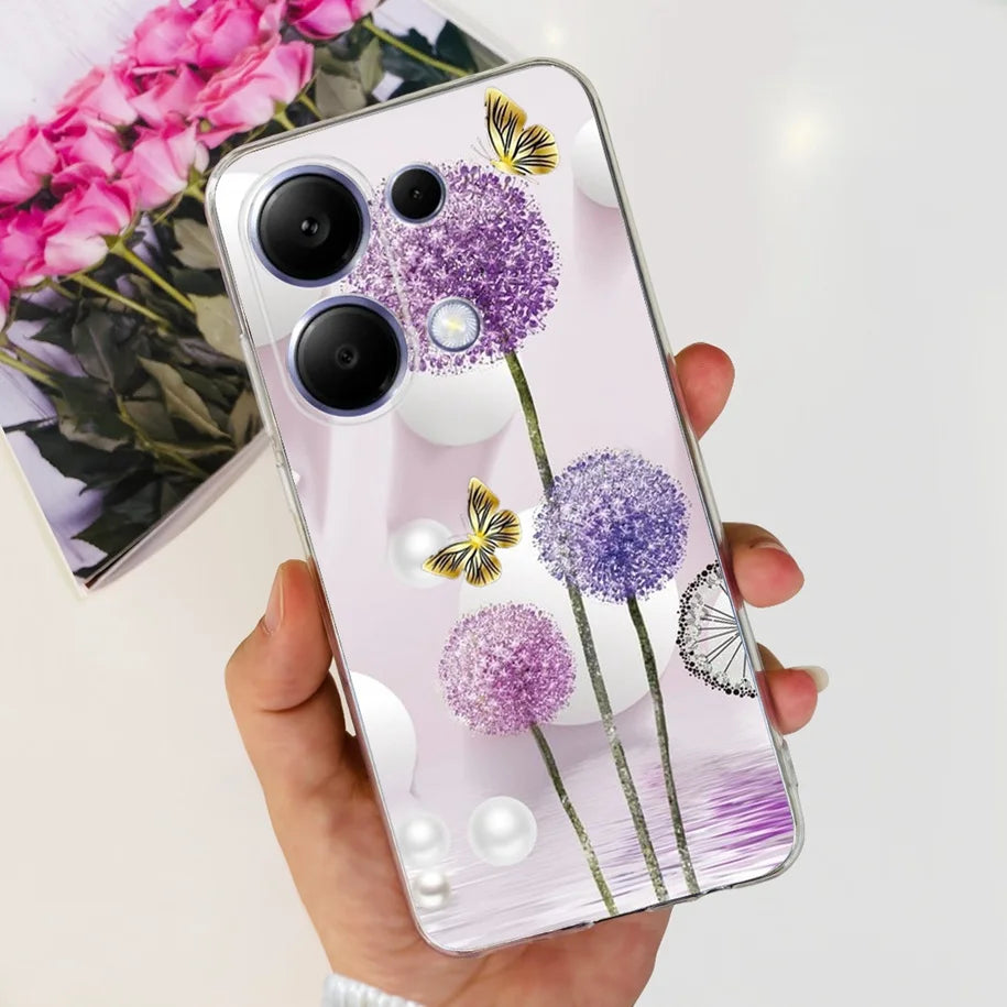 For Xiaomi Poco M6 Pro 2024 Case New Fashion Marble Cartoon Cover Soft Clear Silicone Funda For Xiaomi Poco M6 Pro 4G Phone Case