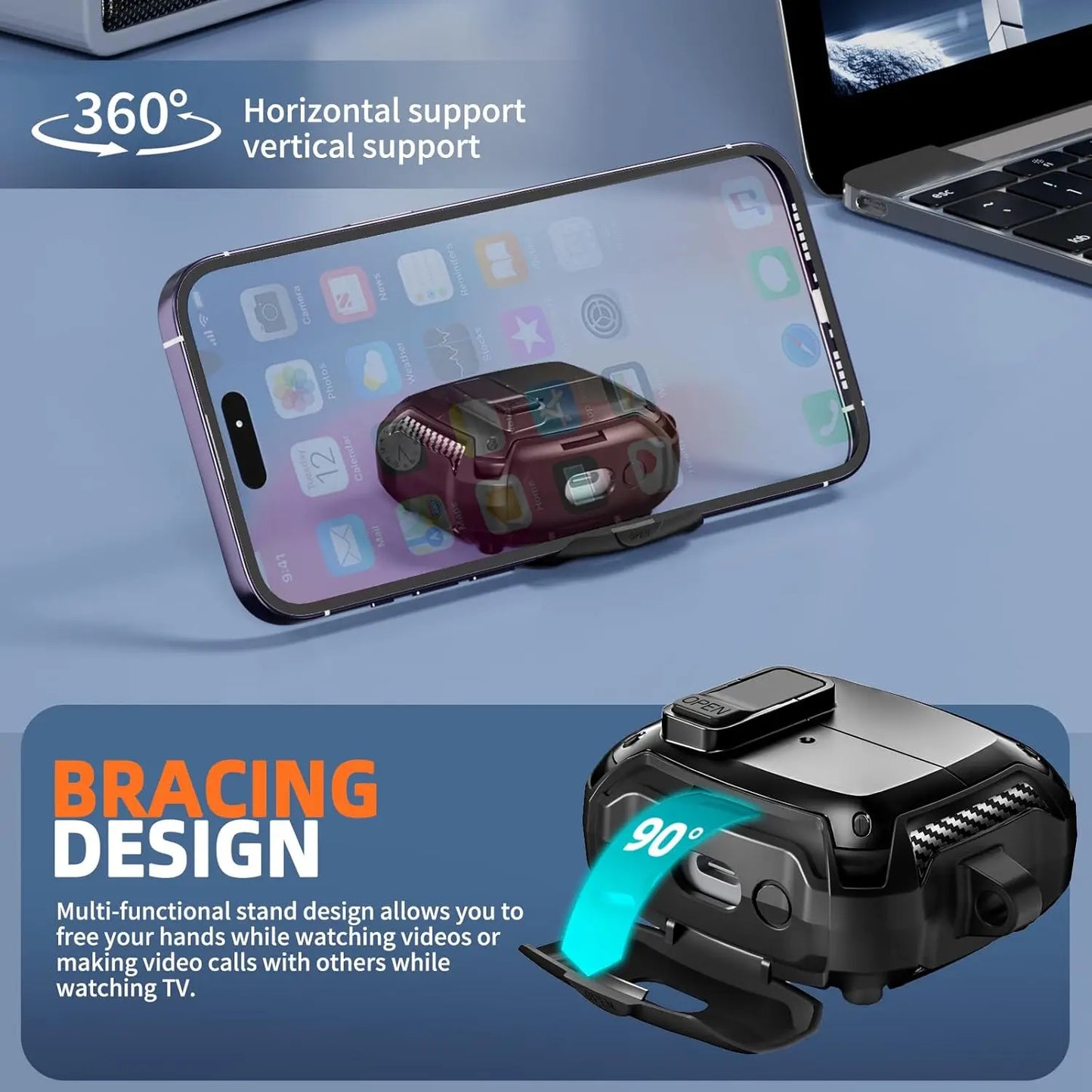 2025 New Phone Stand Case For Samsung Galaxy Buds 3 Pro Case With Secure Lock Clip & Cleaning kit Carbon Fiber Cover For Buds 3