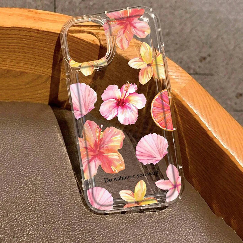 Metal Tulip Pattern Airbag Protective Phone Case For iPhone 14 13 11 15 16 Pro Max 16E 12 Mini XS XR X 8 7 Plus SE 2 Plus Cover