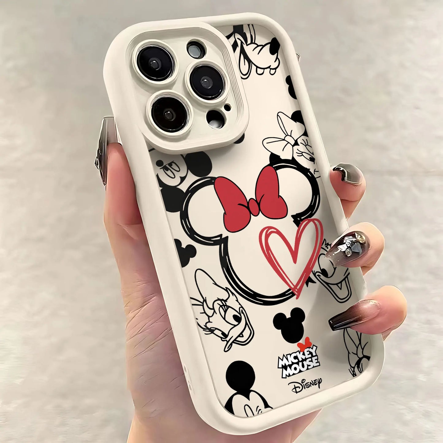 Mickeys Minnies Yk2 Red Cute Phone Case for IPhone 16 15 14 13 12 11 Pro Max Mini XR XS X 7 8 Plus Soft TPU Back Cover