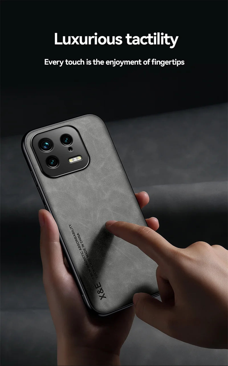 For Xiaomi 13 Case Built in Metal Plate Magnetic Car Holder Phone Case For Xiaomi Mi13 Mi 13 Pro Xiaomi13 5G Leather Back Cover