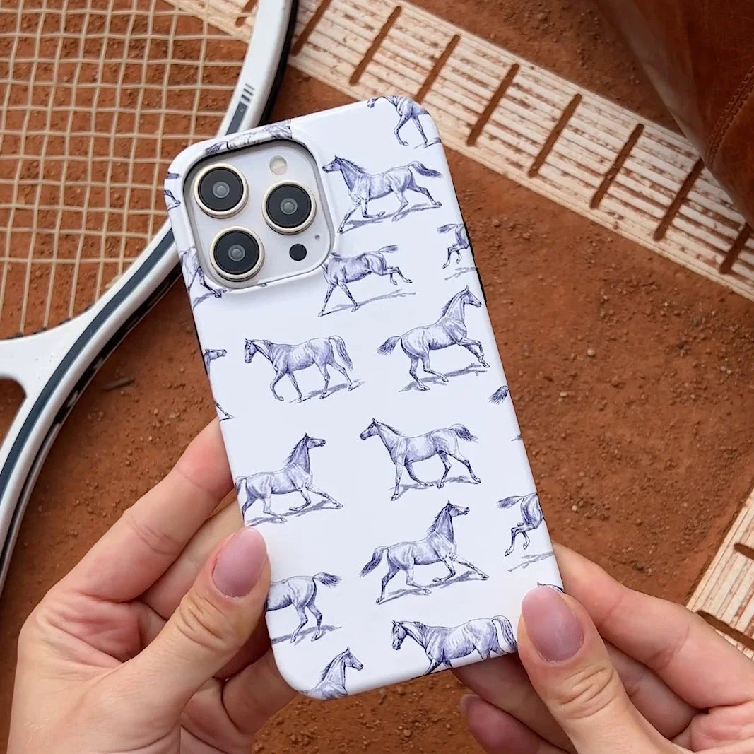Magnetic Funda Horse Pattern Case For IPHONE 16ProMax 15 14 13 12 11 PRO Plus Acrylic TPU Two in one Magnetic Phone Cases