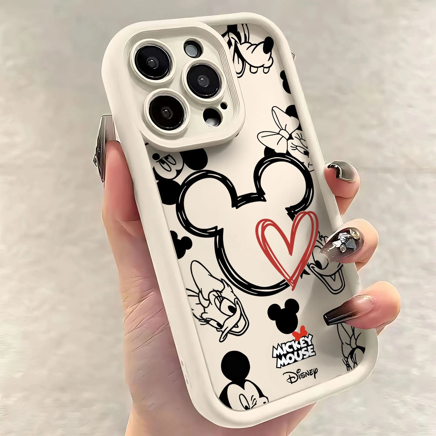 Mickeys Minnies Yk2 Red Cute Phone Case for IPhone 16 15 14 13 12 11 Pro Max Mini XR XS X 7 8 Plus Soft TPU Back Cover