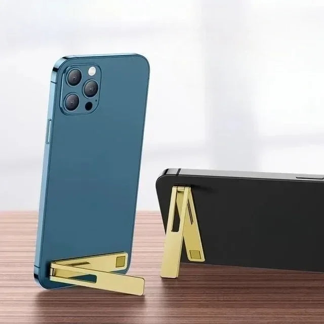Ultra - thin Mini Metal Folding Phone Holder. Alloy, Invisible Design for Desktop Use