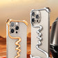 Metal 3D Track Bumper Phone Case For iPhone 16 Plus 15 14 Pro Max 15Pro Aluminum Alloy Frameless Shell Air Bag Shockproof Cover
