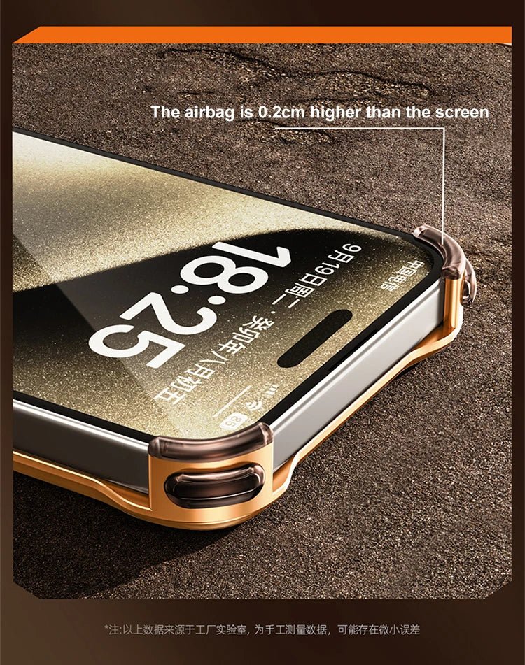 Metal 3D Track Bumper Phone Case For iPhone 16 Plus 15 14 Pro Max 15Pro Aluminum Alloy Frameless Shell Air Bag Shockproof Cover