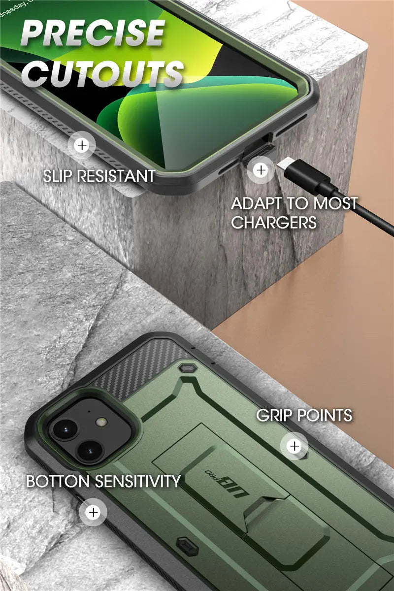 For iPhone 11 Case 6.1" (2019 Release) SUPCASE UB Pro Full-Body Rugged Holster Cover with Built-in Screen Protector & Kickstand - Caseverse
